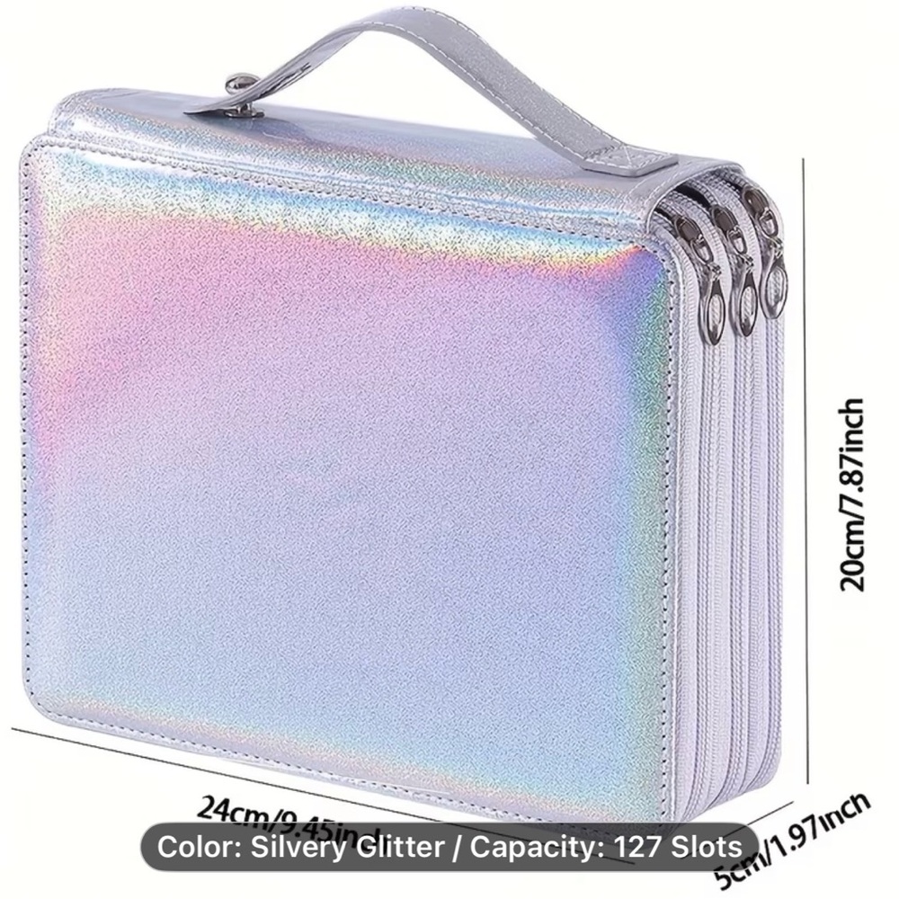 Silvery Glitter127-Slot Organizer for Markers and Pencils